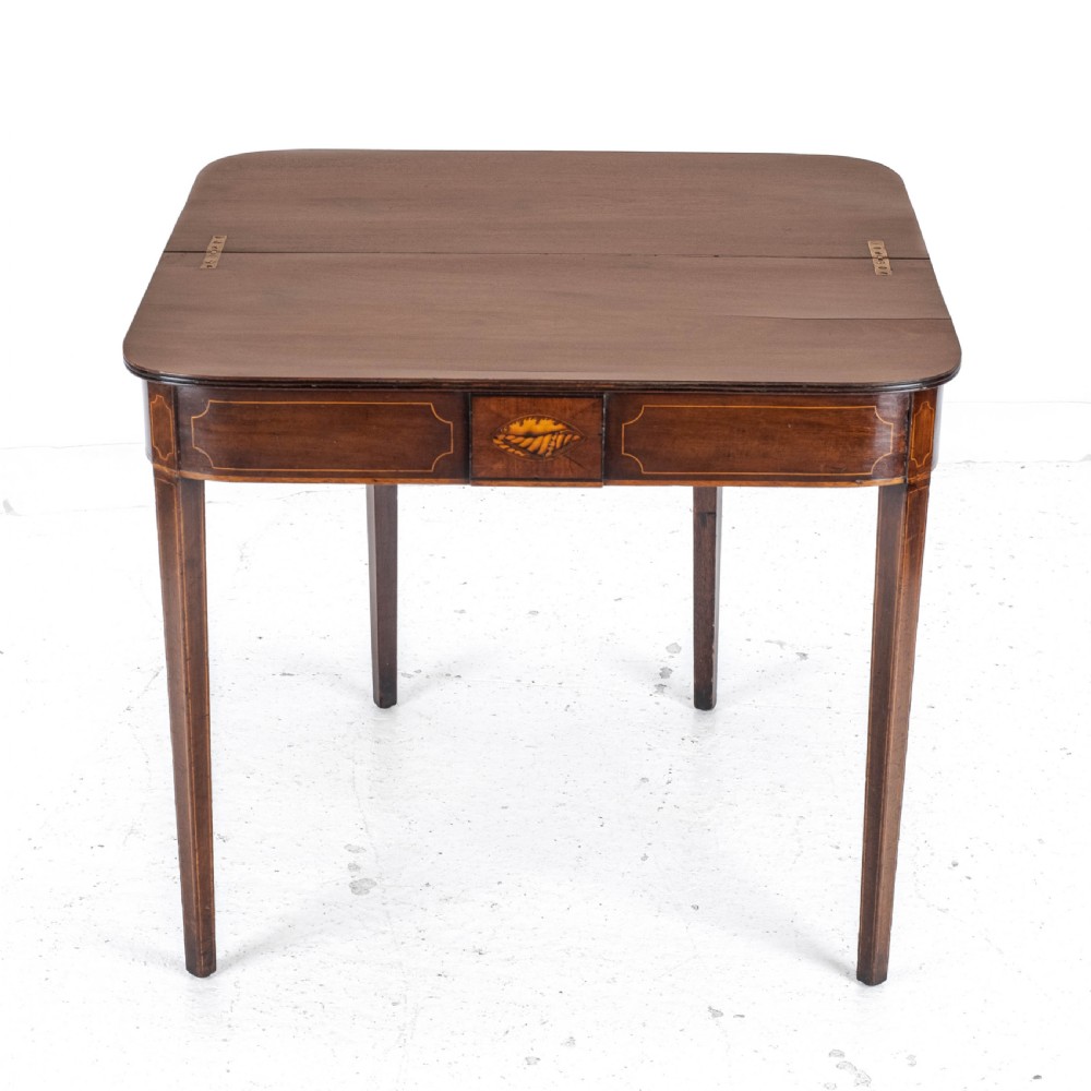 Georgian Mahogany Inlaid Console Fold Over Tea Table Early C19th George III View IV