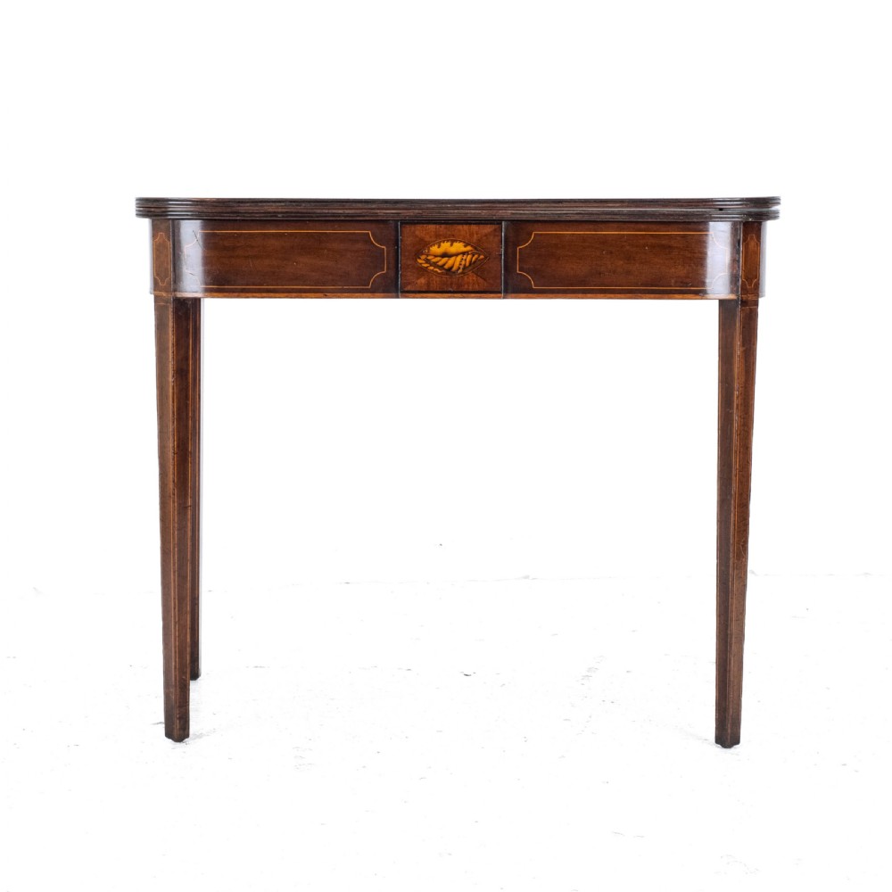 Georgian Mahogany Inlaid Console Fold Over Tea Table Early C19th George III View V