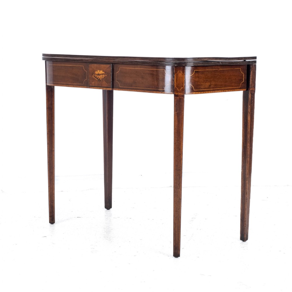 Georgian Mahogany Inlaid Console Fold Over Tea Table Early C19th George III View VI