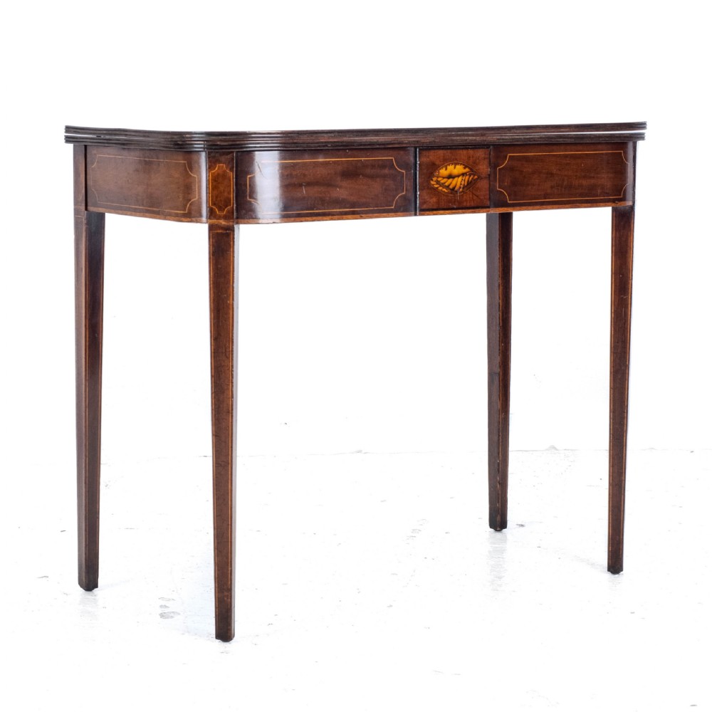 Georgian Mahogany Inlaid Console Fold Over Tea Table Early C19th George III View VII