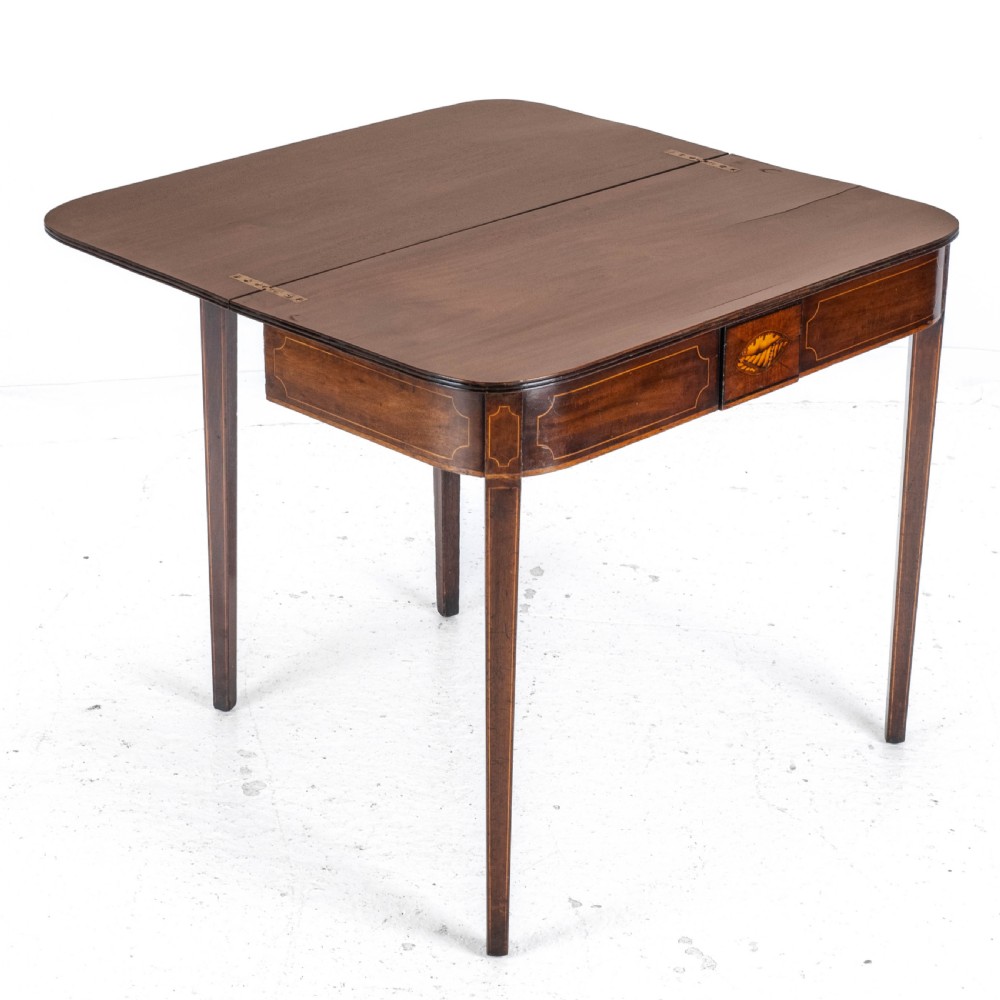 Georgian Mahogany Inlaid Console Fold Over Tea Table Early C19th George III View X