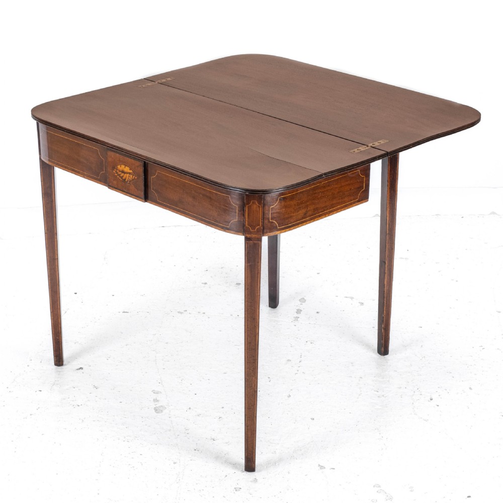 Georgian Mahogany Inlaid Console Fold Over Tea Table Early C19th George III View XI
