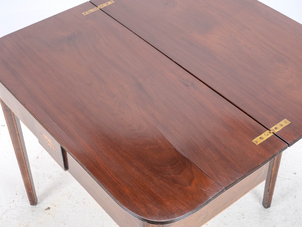 Georgian Mahogany Inlaid Console Fold Over Tea Table Early C19th George III View XIII