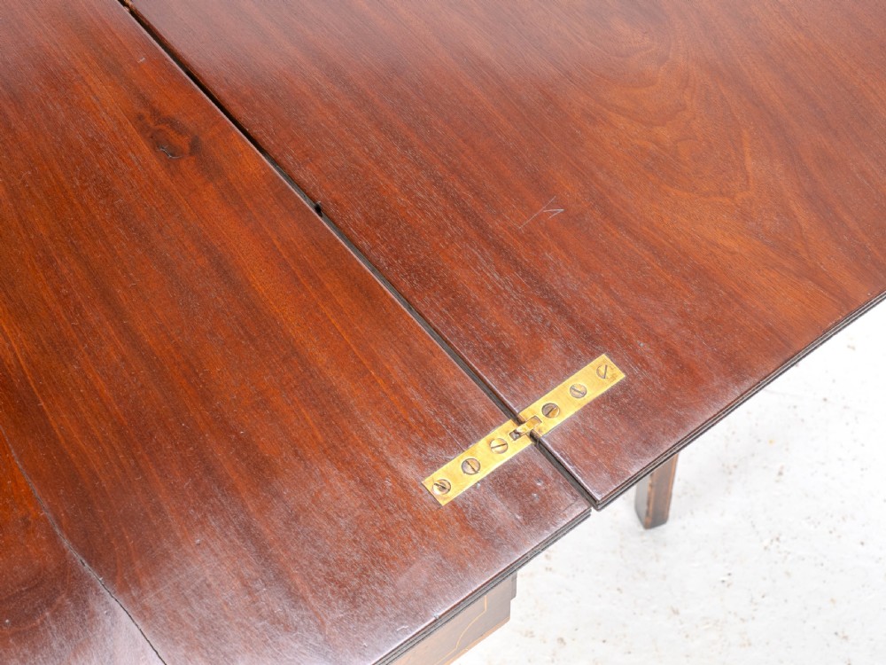 Georgian Mahogany Inlaid Console Fold Over Tea Table Early C19th George III View XIV