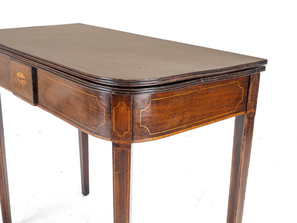 Georgian Mahogany Inlaid Console Fold Over Tea Table Early C19th George III View XVIII