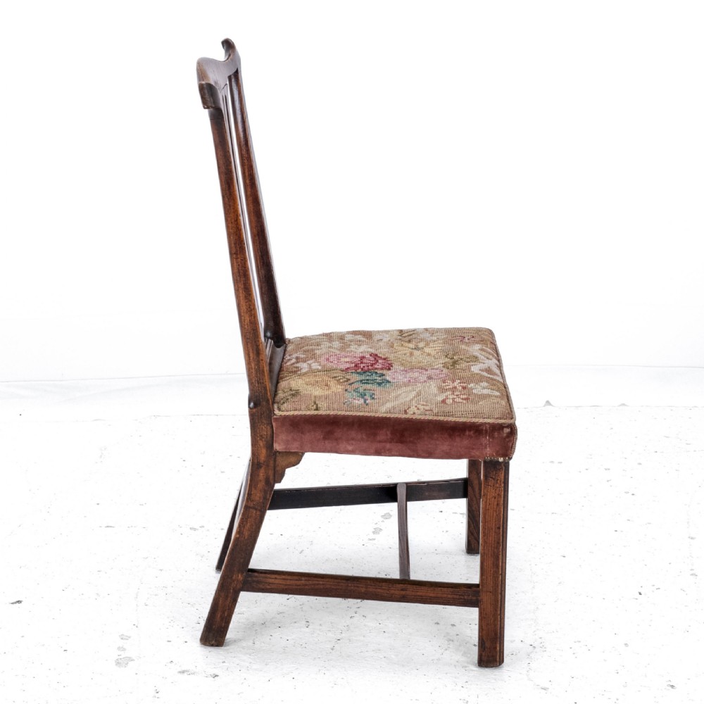 C.18th Elm Chippendale Country Upholstered Side Dining Chair (Georgian George III) View VII