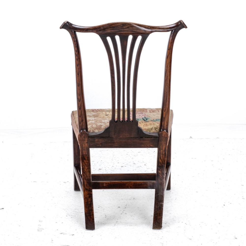 C.18th Elm Chippendale Country Upholstered Side Dining Chair (Georgian George III) View VIII