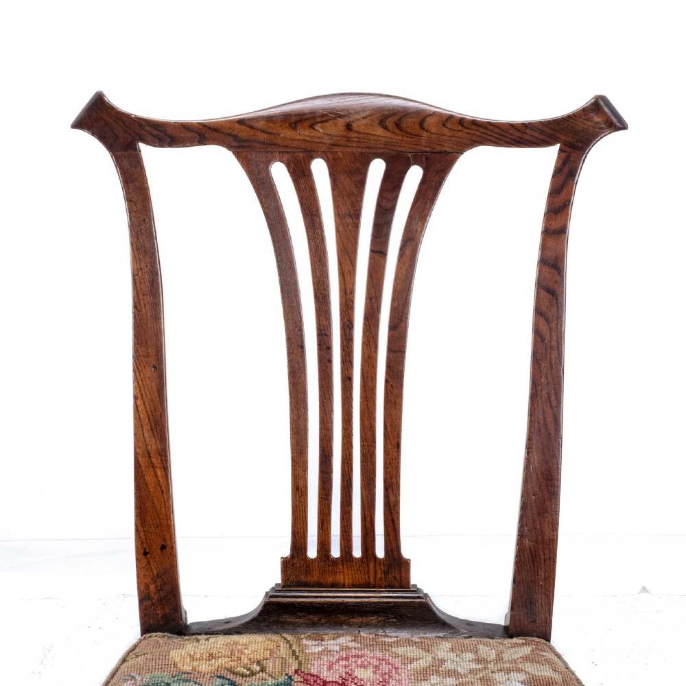 C.18th Elm Chippendale Country Upholstered Side Dining Chair (Georgian George III) View X