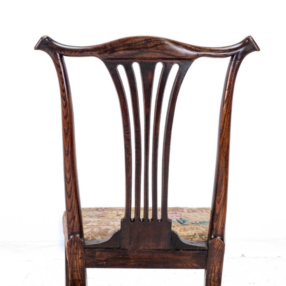 C.18th Elm Chippendale Country Upholstered Side Dining Chair (Georgian George III) View XI