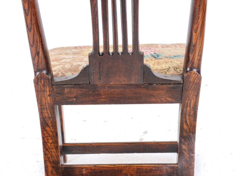 C.18th Elm Chippendale Country Upholstered Side Dining Chair (Georgian George III) View XII