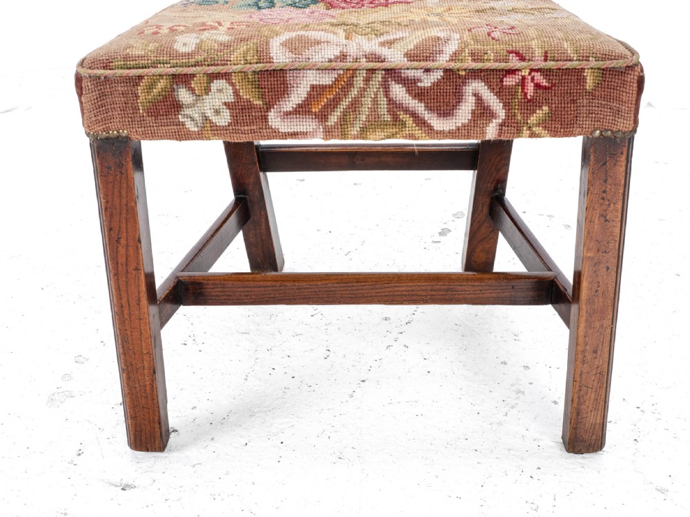 C.18th Elm Chippendale Country Upholstered Side Dining Chair (Georgian George III) View XIV