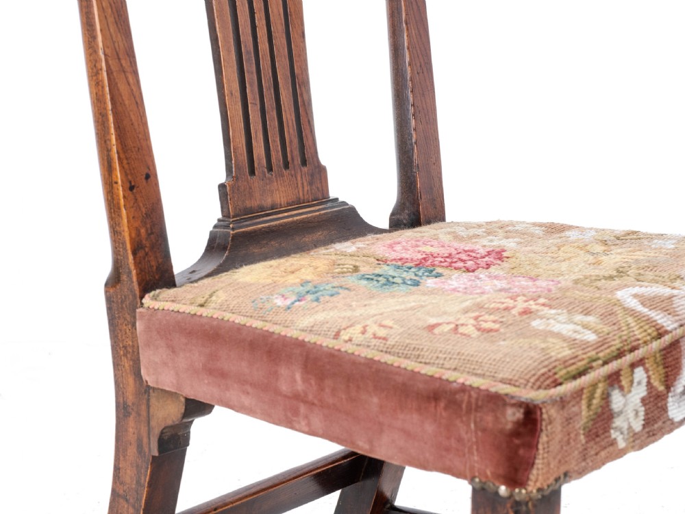 C.18th Elm Chippendale Country Upholstered Side Dining Chair (Georgian George III) View XVI