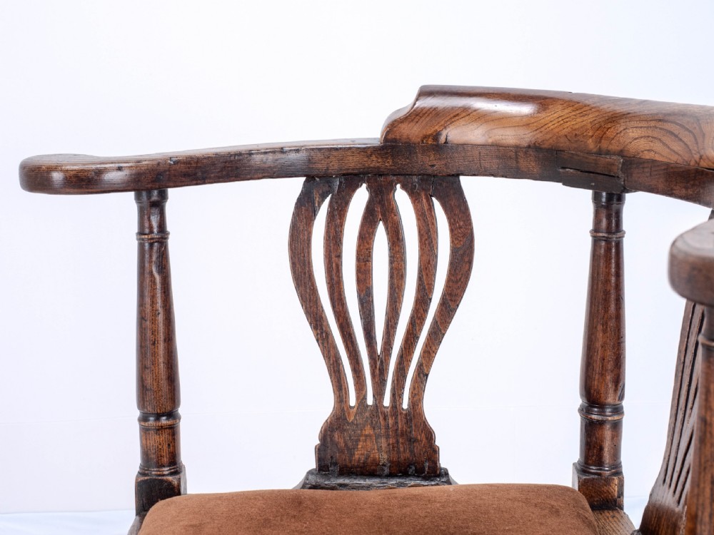Georgian Elm Country Corner Elbow Armchair Late C18th (George III Farmhouse) View XII