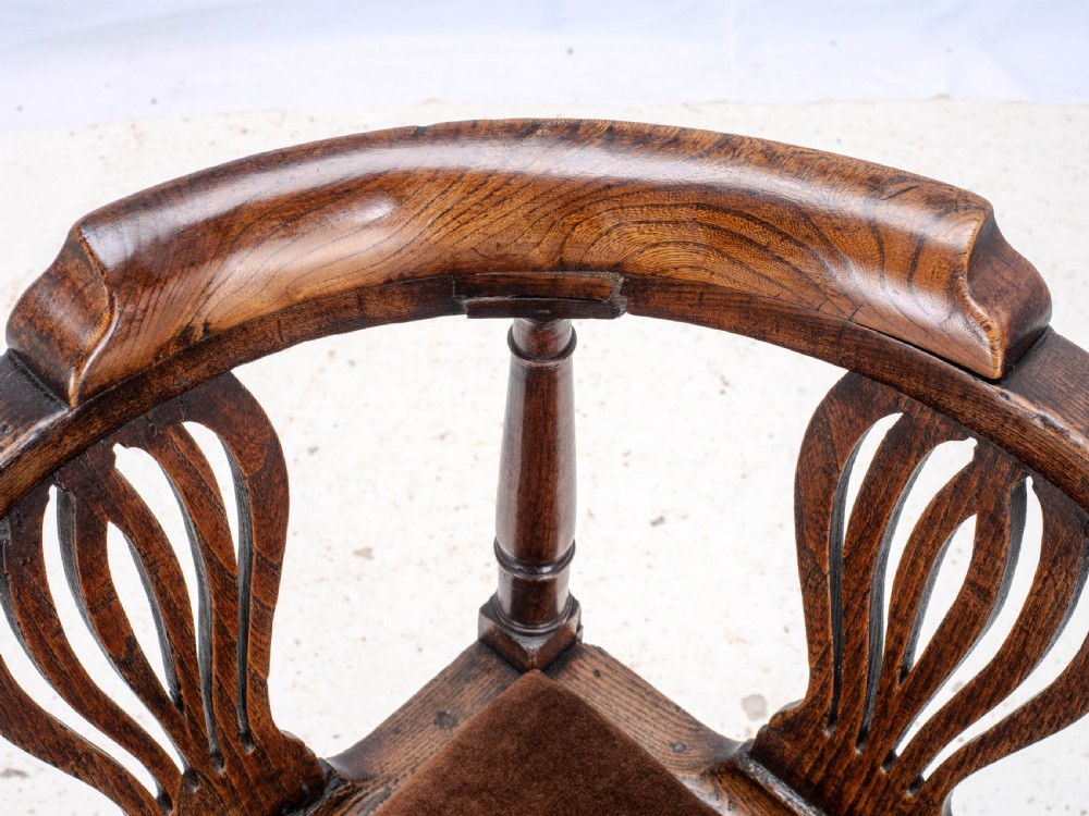 Georgian Elm Country Corner Elbow Armchair Late C18th (George III Farmhouse) View XVII