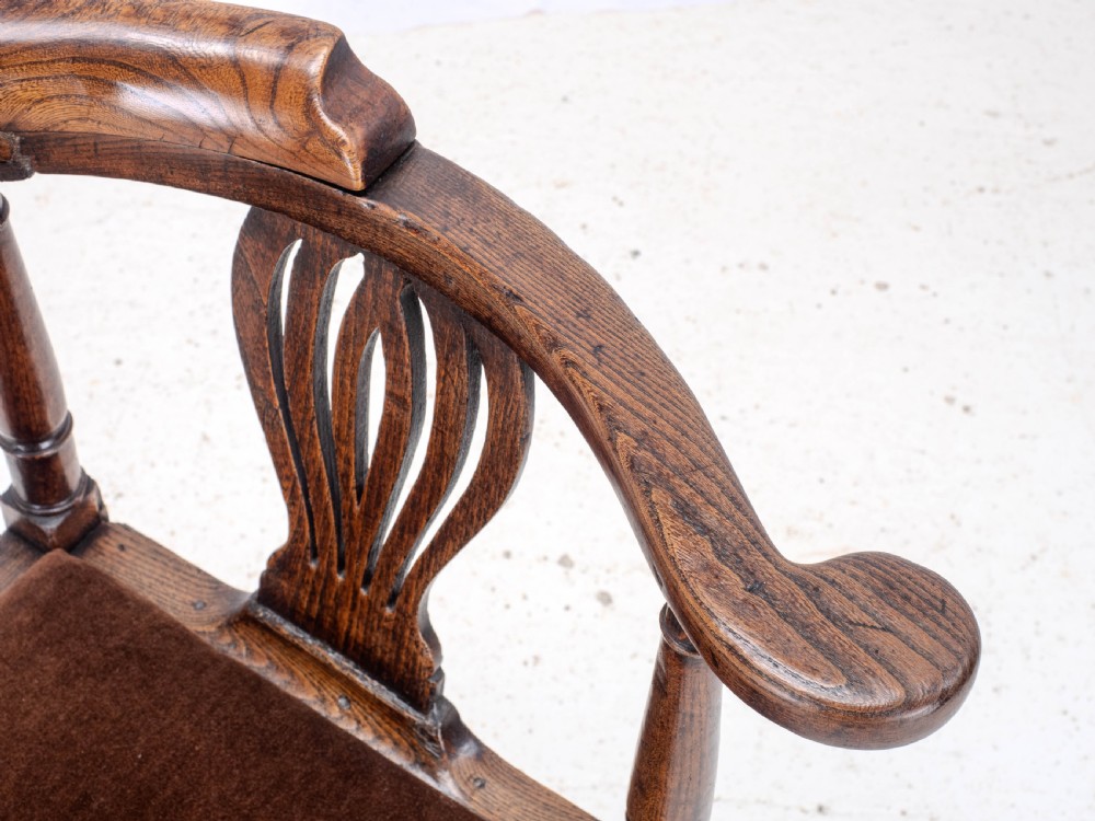 Georgian Elm Country Corner Elbow Armchair Late C18th (George III Farmhouse) View XVIII