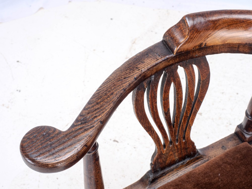 Georgian Elm Country Corner Elbow Armchair Late C18th (George III Farmhouse) View XIX