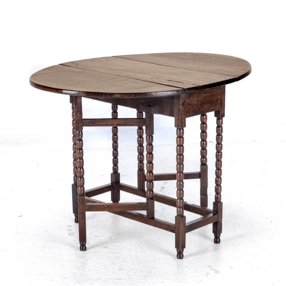 Early c18th & Later Small Oak Oval Gateleg Drop Leaf Dining Occasional Table View VII