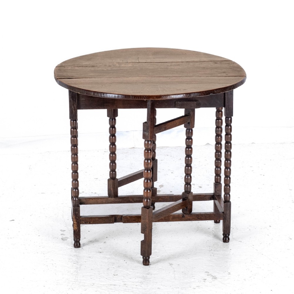 Early c18th & Later Small Oak Oval Gateleg Drop Leaf Dining Occasional Table View IX
