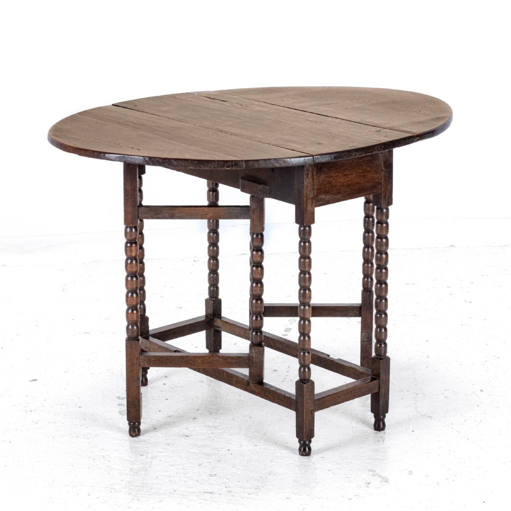 Early c18th & Later Small Oak Oval Gateleg Drop Leaf Dining Occasional Table View X