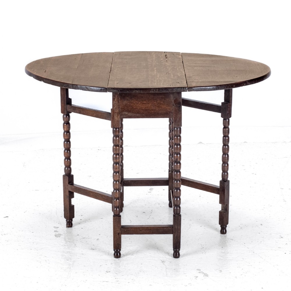 Early c18th & Later Small Oak Oval Gateleg Drop Leaf Dining Occasional Table View XI