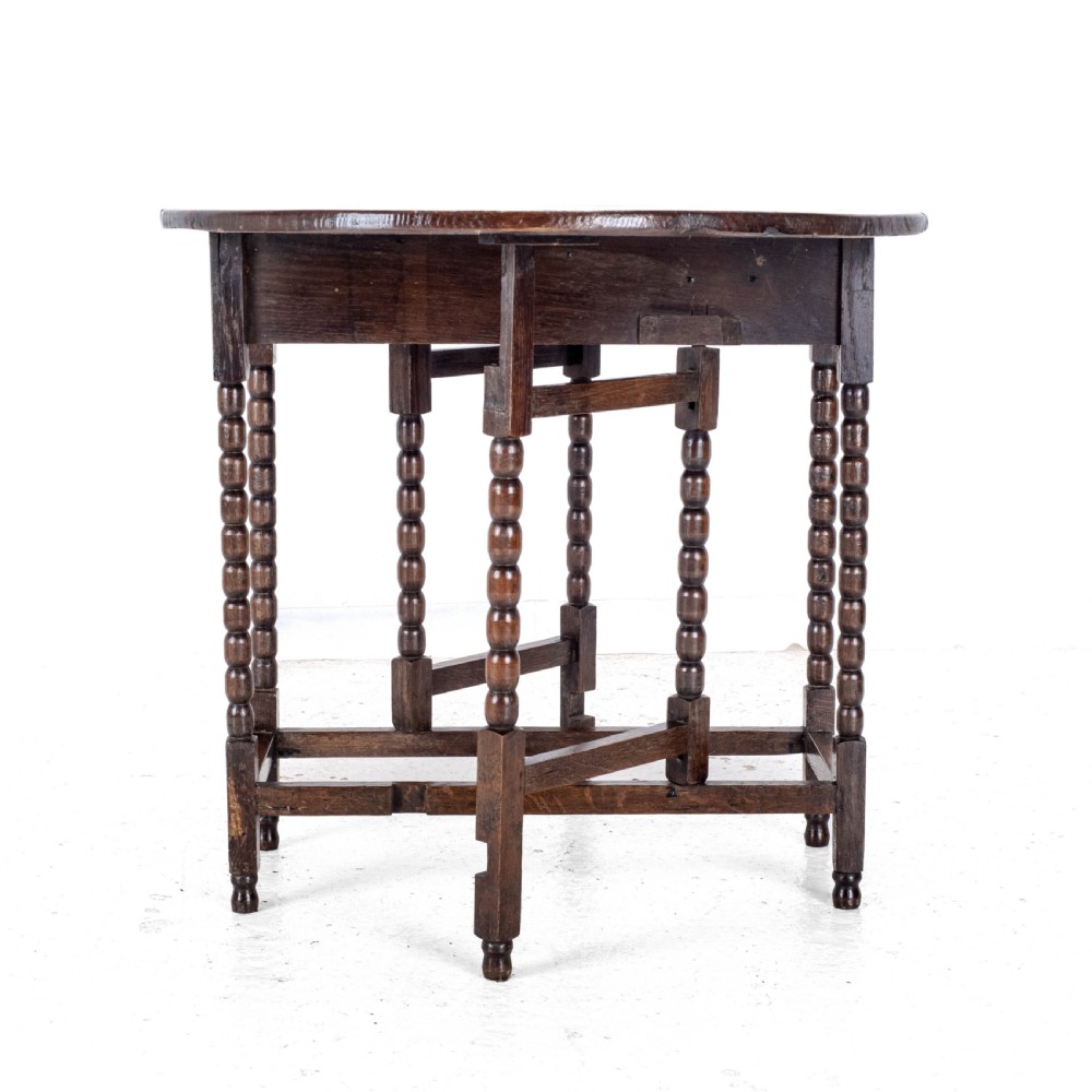 Early c18th & Later Small Oak Oval Gateleg Drop Leaf Dining Occasional Table View XXI