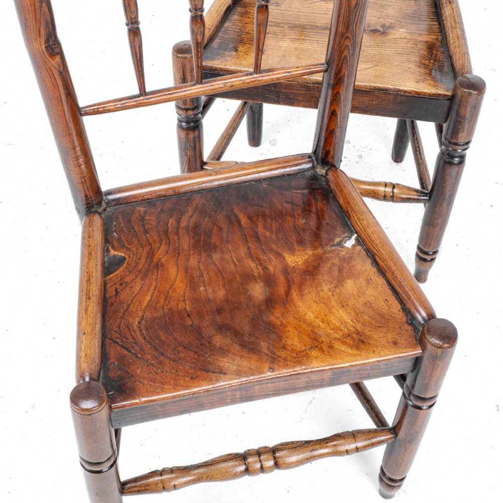 C.18th Pair of Shropshire Elm Country Chairs (Georgian, Staffordshire, George III, Farmhouse) View II