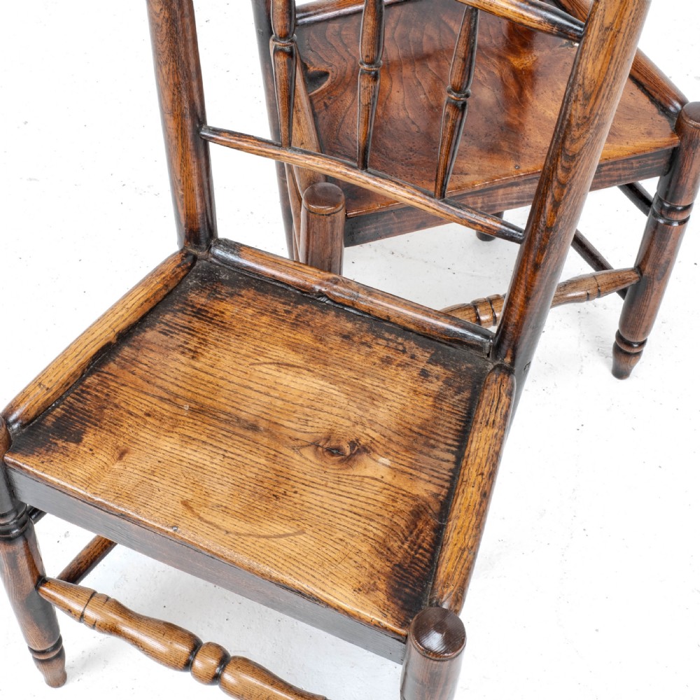 C.18th Pair of Shropshire Elm Country Chairs (Georgian, Staffordshire, George III, Farmhouse) View III