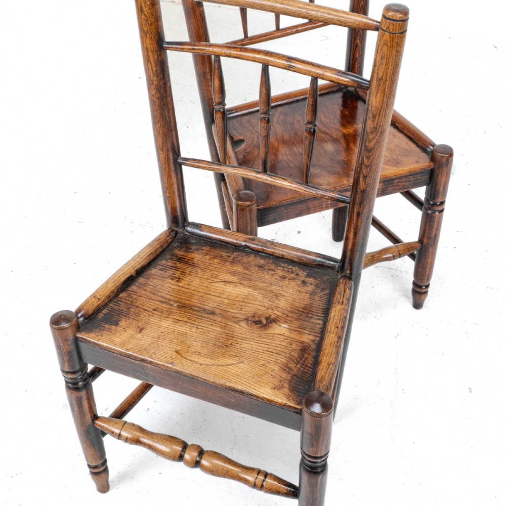 C.18th Pair of Shropshire Elm Country Chairs (Georgian, Staffordshire, George III, Farmhouse) View IV