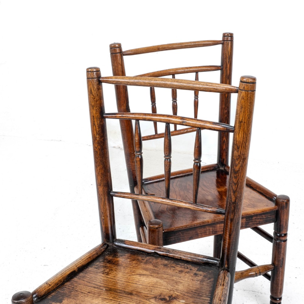 C.18th Pair of Shropshire Elm Country Chairs (Georgian, Staffordshire, George III, Farmhouse) View V