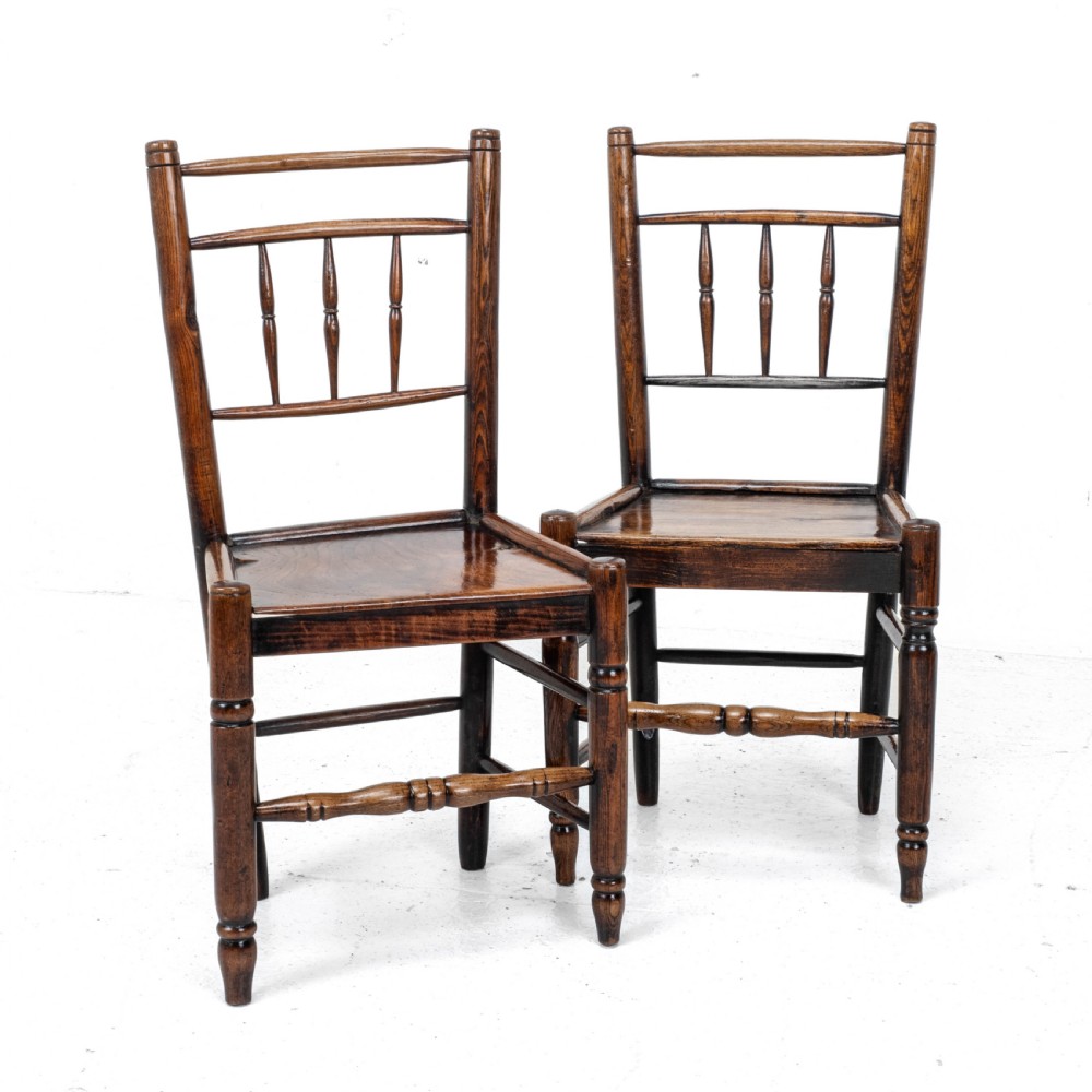 C.18th Pair of Shropshire Elm Country Chairs (Georgian, Staffordshire, George III, Farmhouse) View VII