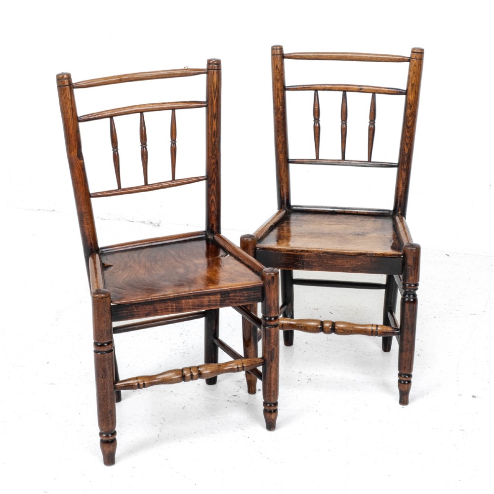 C.18th Pair of Shropshire Elm Country Chairs (Georgian, Staffordshire, George III, Farmhouse) View VIII