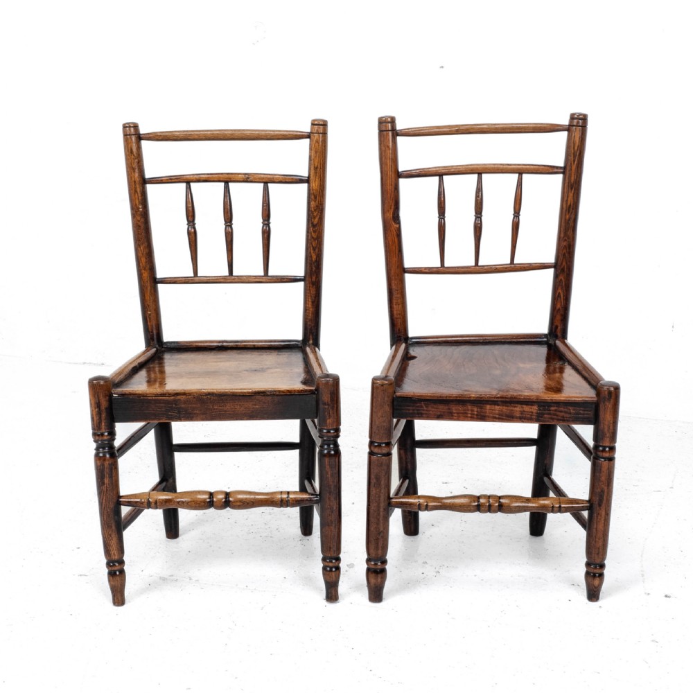 C.18th Pair of Shropshire Elm Country Chairs (Georgian, Staffordshire, George III, Farmhouse) View IX