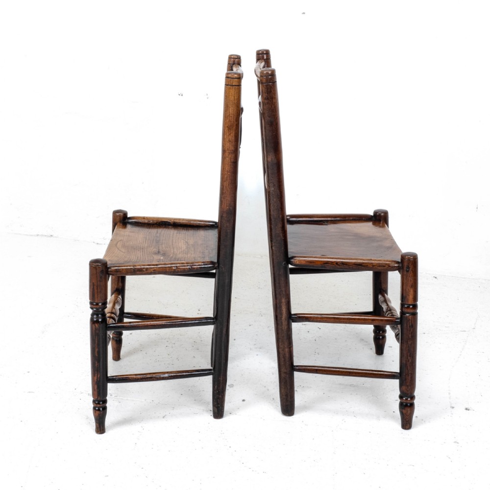 C.18th Pair of Shropshire Elm Country Chairs (Georgian, Staffordshire, George III, Farmhouse) View X
