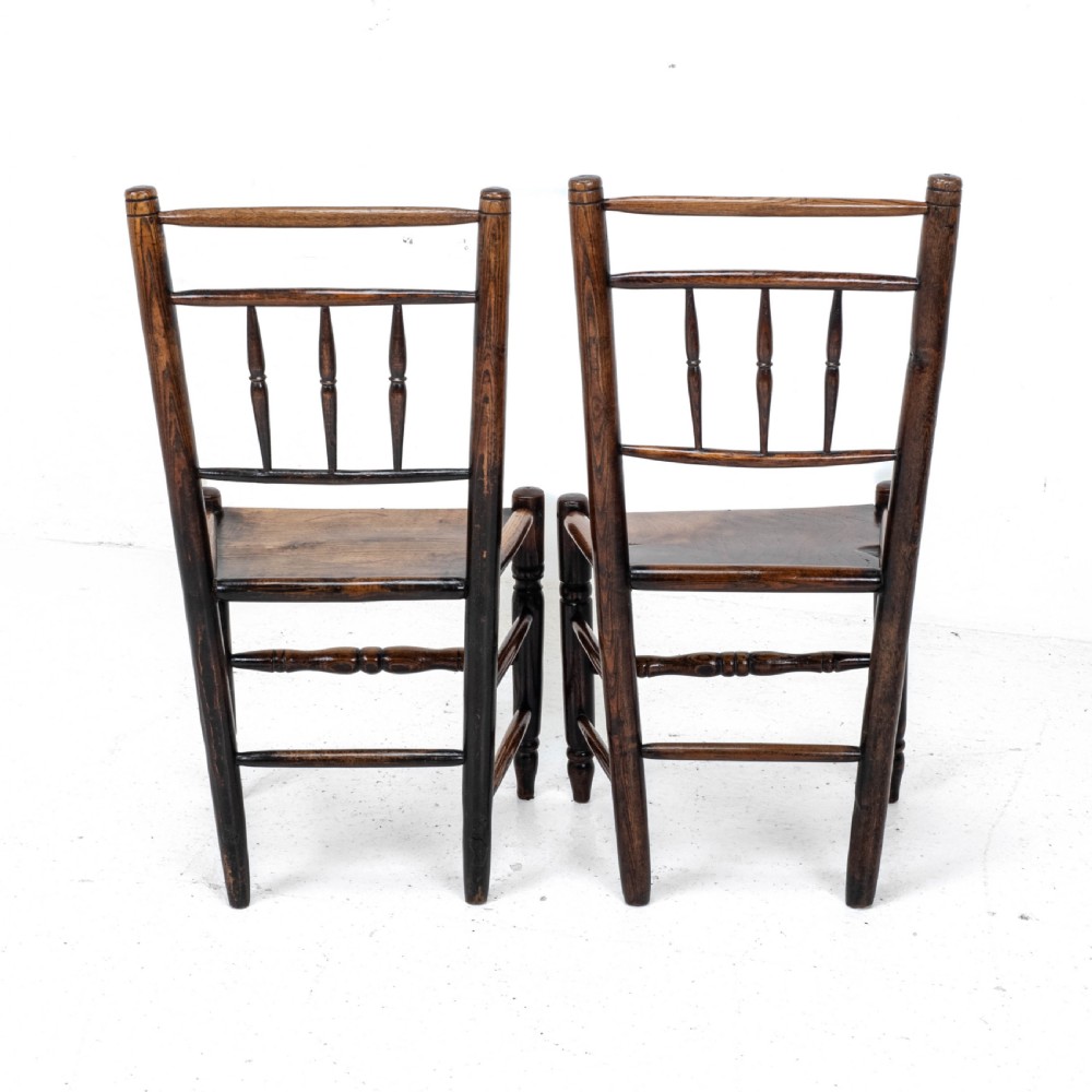 C.18th Pair of Shropshire Elm Country Chairs (Georgian, Staffordshire, George III, Farmhouse) View XI