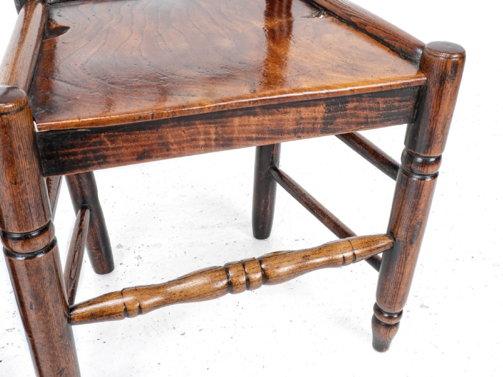 C.18th Pair of Shropshire Elm Country Chairs (Georgian, Staffordshire, George III, Farmhouse) View XIII