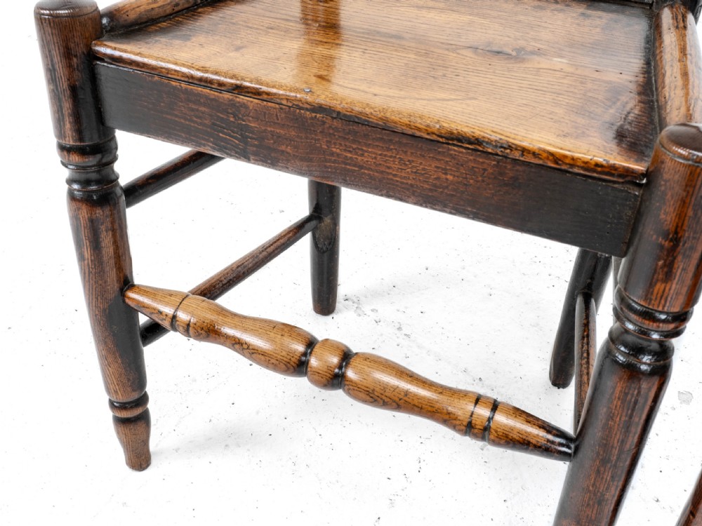 C.18th Pair of Shropshire Elm Country Chairs (Georgian, Staffordshire, George III, Farmhouse) View XIV