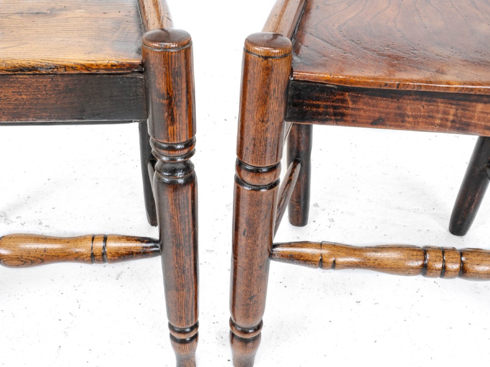 C.18th Pair of Shropshire Elm Country Chairs (Georgian, Staffordshire, George III, Farmhouse) View XV