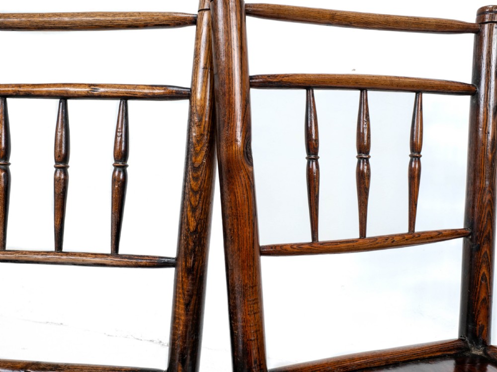 C.18th Pair of Shropshire Elm Country Chairs (Georgian, Staffordshire, George III, Farmhouse) View XVI