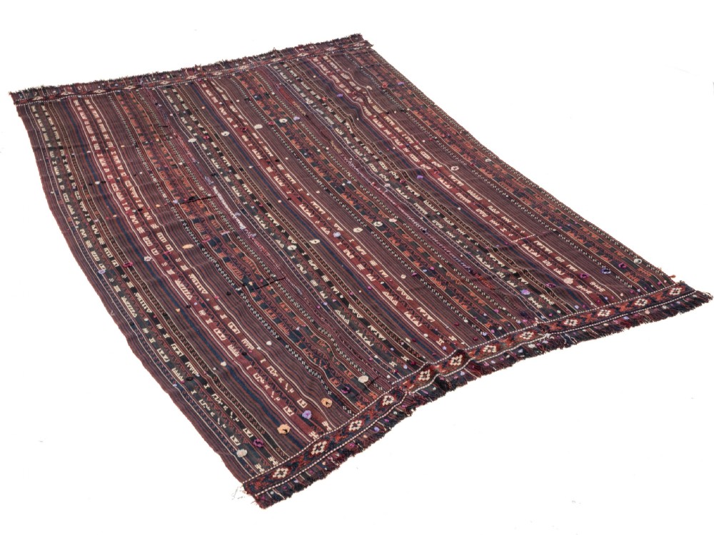 Kordi Jajim Persian Tribal Kilim Flat Weave Rug 9'9