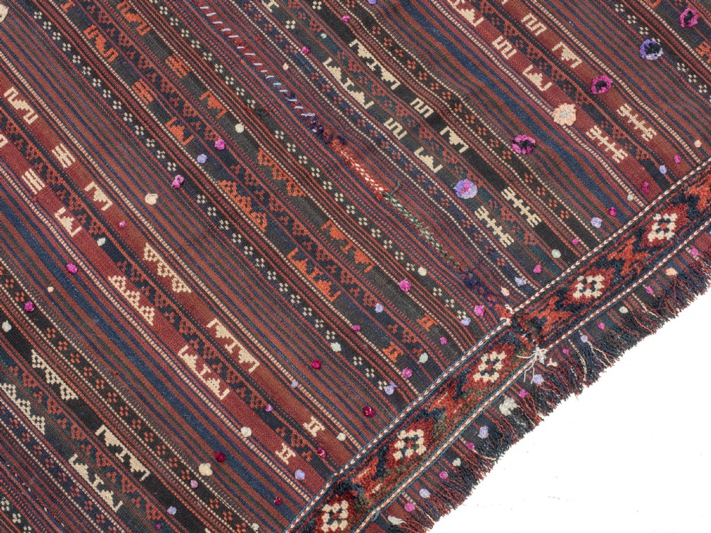 Kordi Jajim Persian Tribal Kilim Flat Weave Rug 9'9