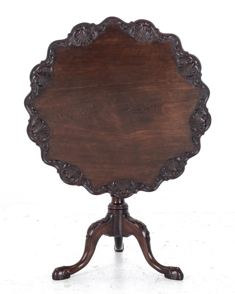 Chippendale Style Carved Mahogany Tripod Wine Table C19th (Georgian George III Side Occasional Lamp Tilt Top)