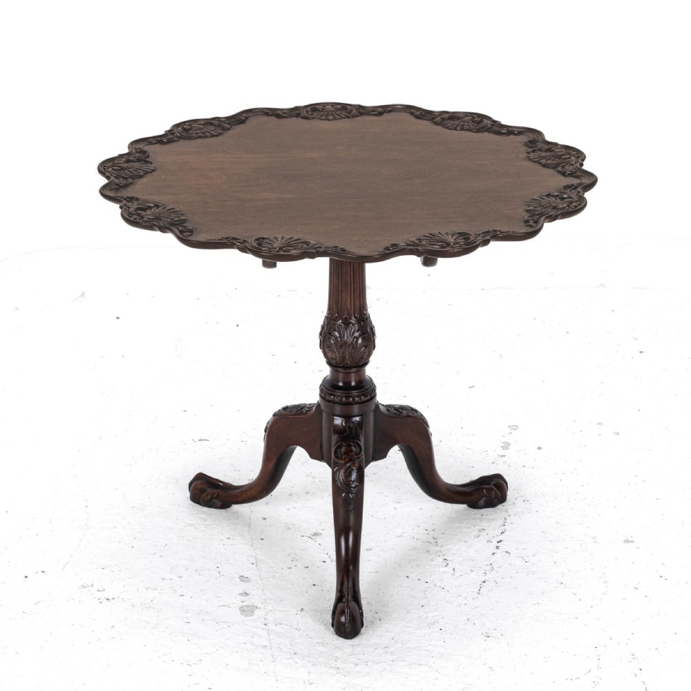Chippendale Style Carved Mahogany Tripod Wine Table C19th (Georgian George III Side Occasional Lamp Tilt Top) View III