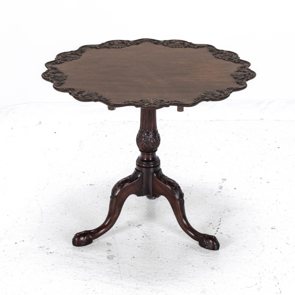 Chippendale Style Carved Mahogany Tripod Wine Table C19th (Georgian George III Side Occasional Lamp Tilt Top) View IV