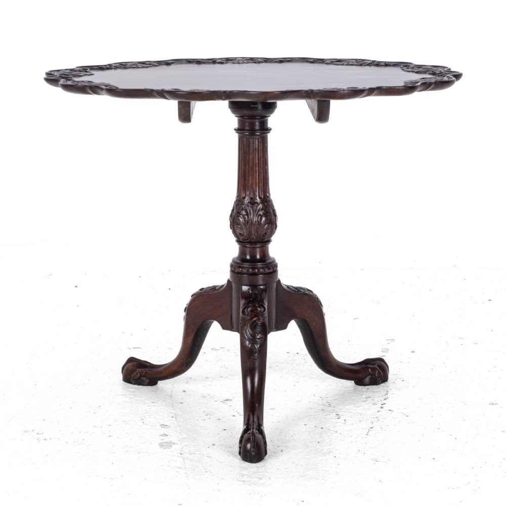 Chippendale Style Carved Mahogany Tripod Wine Table C19th (Georgian George III Side Occasional Lamp Tilt Top) View VI
