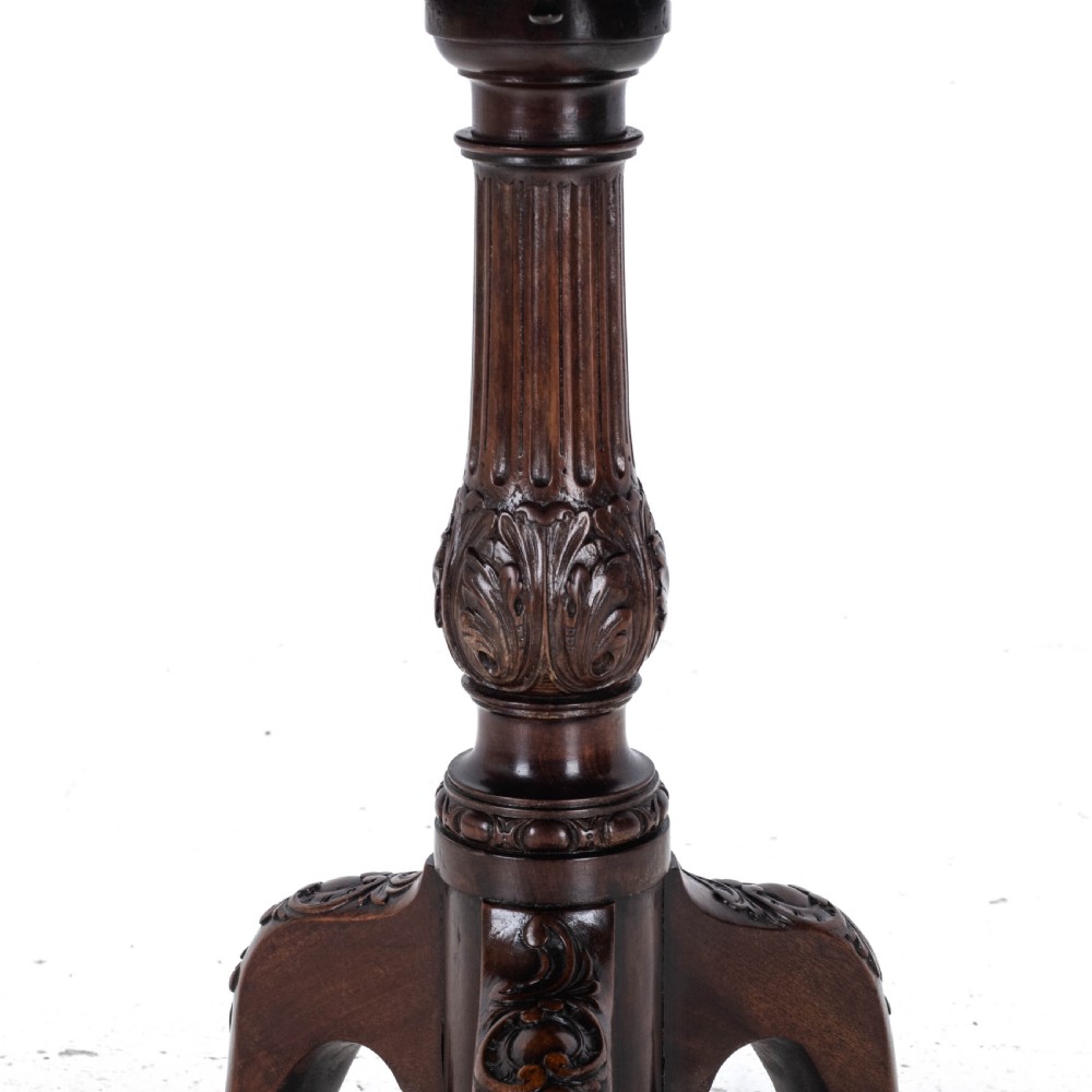 Chippendale Style Carved Mahogany Tripod Wine Table C19th (Georgian George III Side Occasional Lamp Tilt Top) View VII