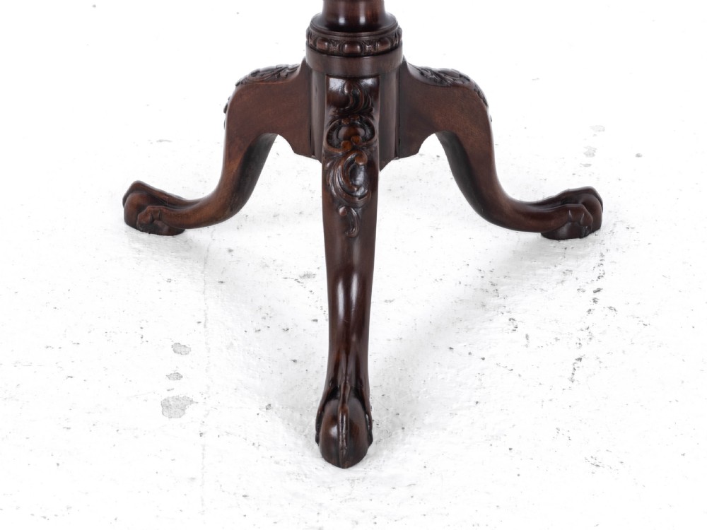 Chippendale Style Carved Mahogany Tripod Wine Table C19th (Georgian George III Side Occasional Lamp Tilt Top) View VIII