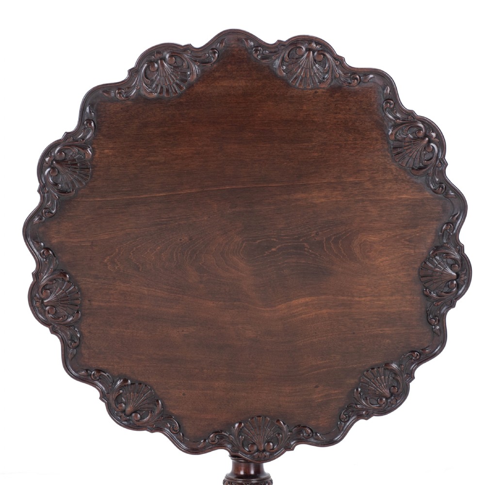 Chippendale Style Carved Mahogany Tripod Wine Table C19th (Georgian George III Side Occasional Lamp Tilt Top) View X