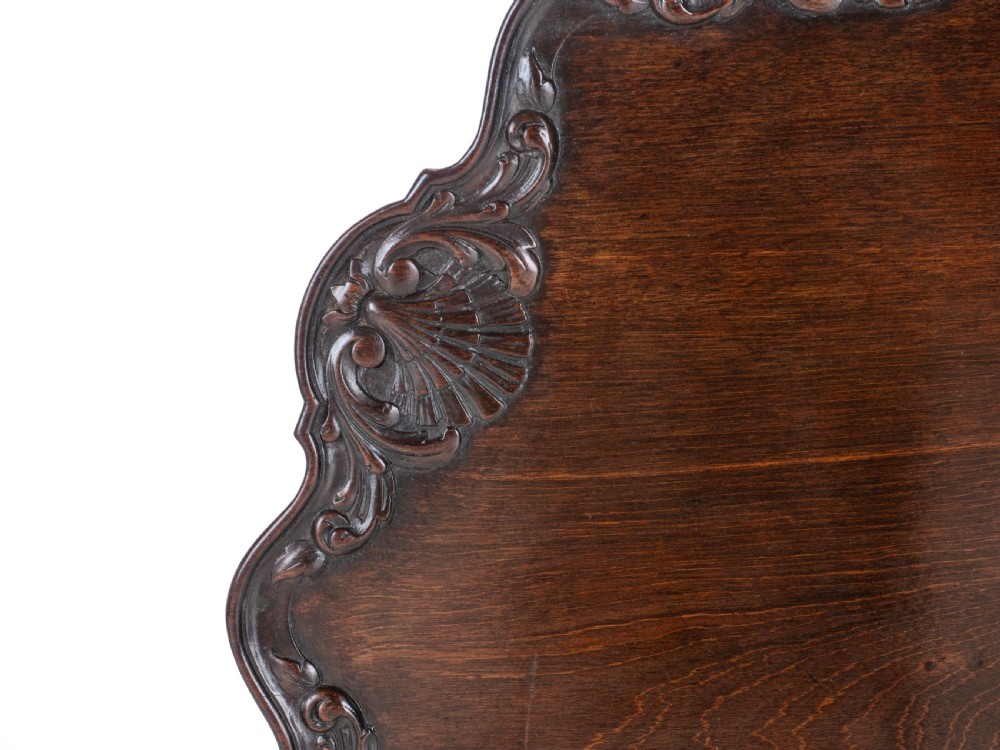 Chippendale Style Carved Mahogany Tripod Wine Table C19th (Georgian George III Side Occasional Lamp Tilt Top) View XI