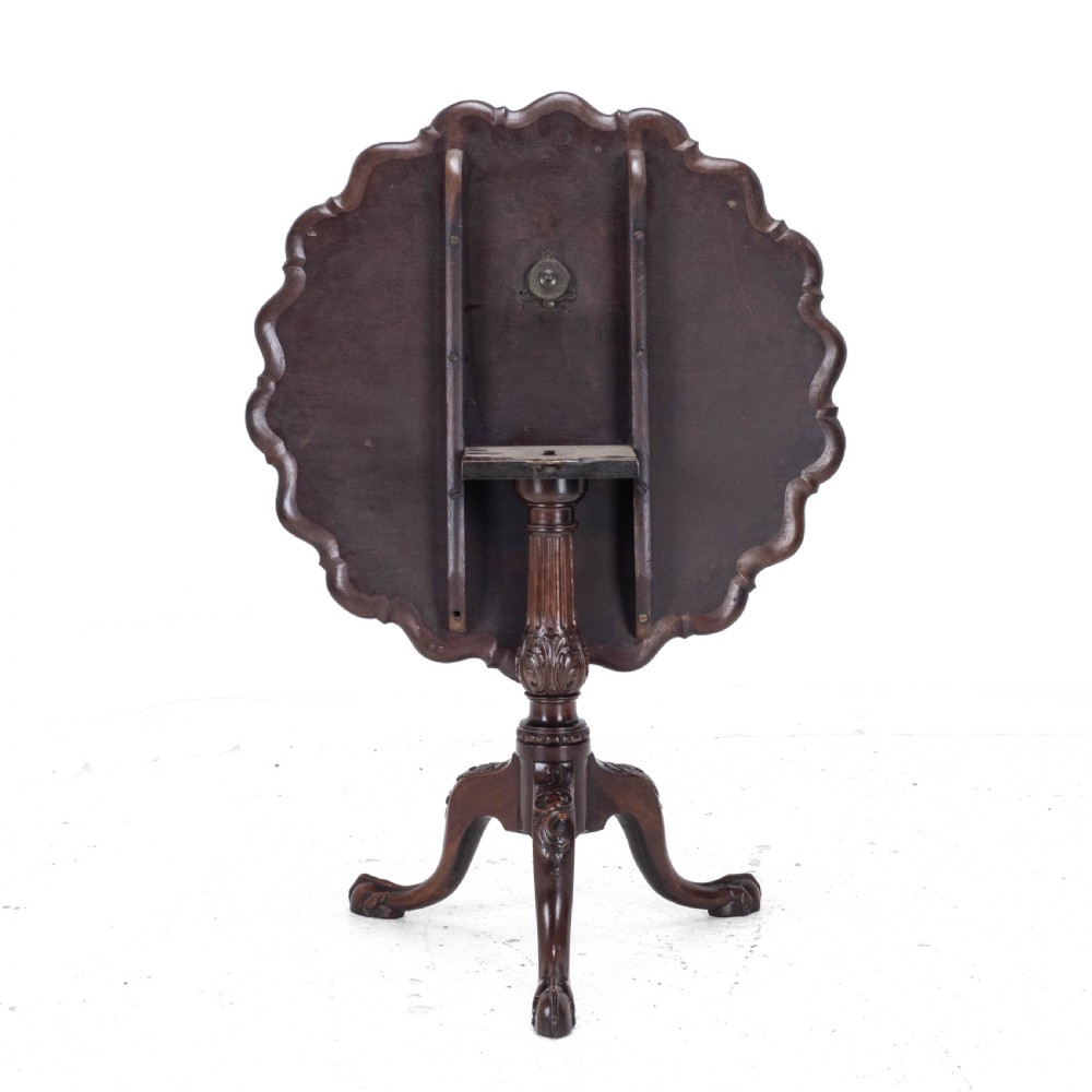 Chippendale Style Carved Mahogany Tripod Wine Table C19th (Georgian George III Side Occasional Lamp Tilt Top) View XII