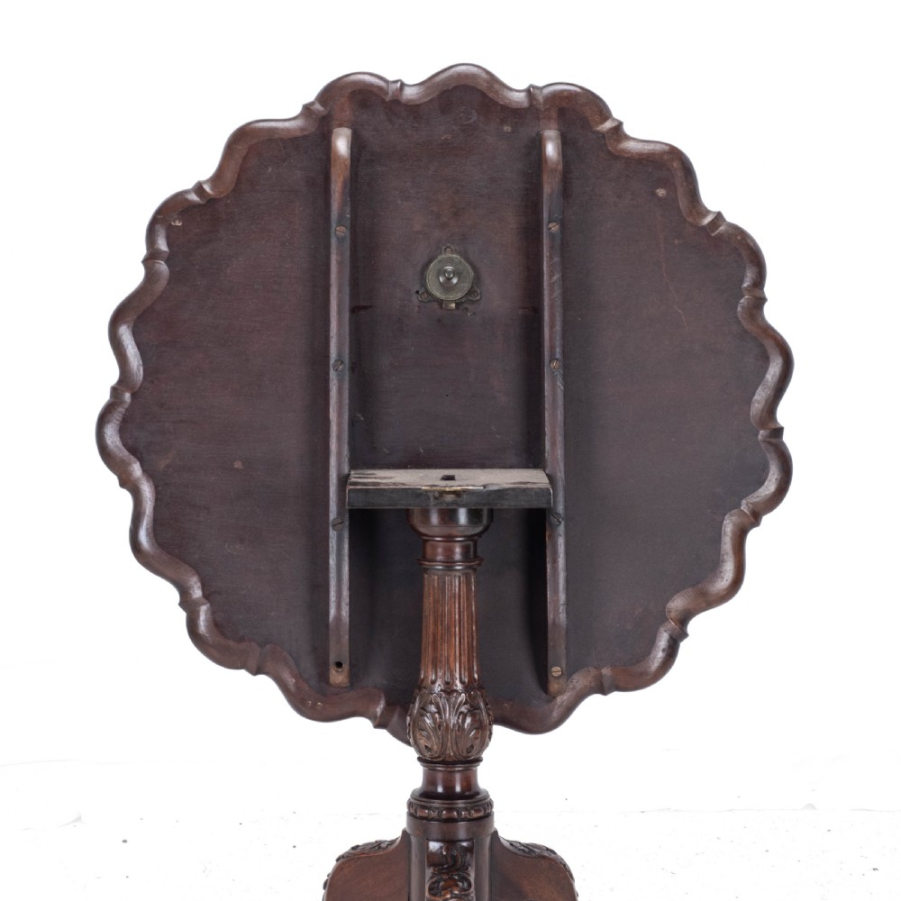 Chippendale Style Carved Mahogany Tripod Wine Table C19th (Georgian George III Side Occasional Lamp Tilt Top) View XIII